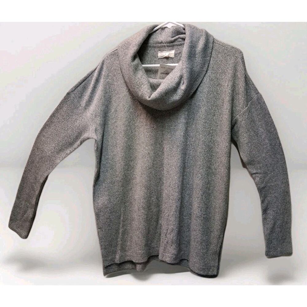 Lou & Grey Cowl Neck Tunic Sweater Marled Grey Oversized Medium NWT Casual